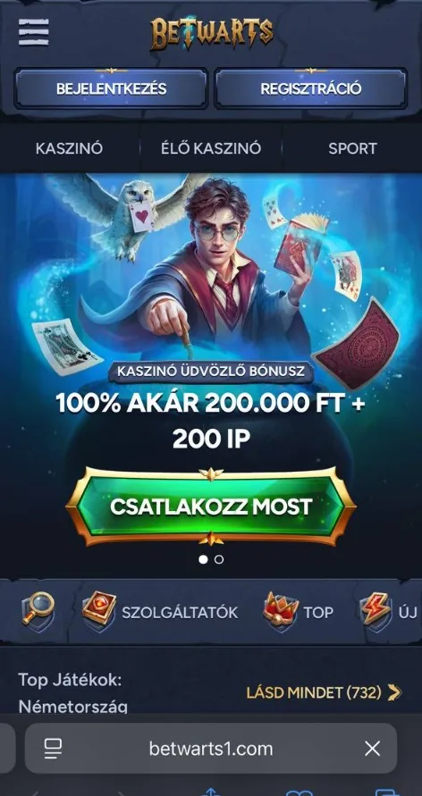 BetWarts mobil nézet 1